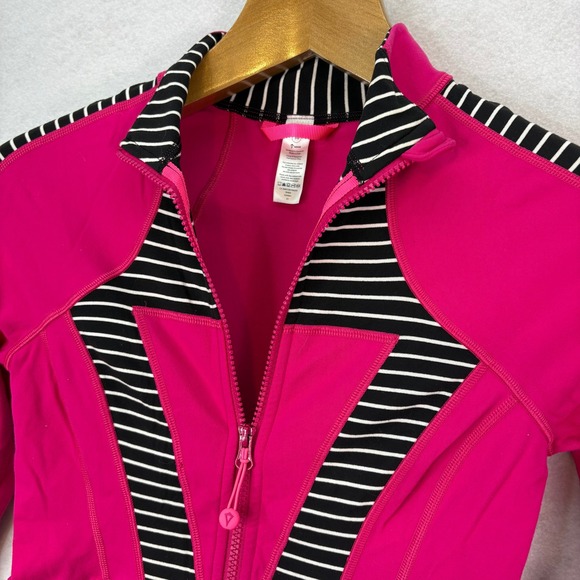 Ivivva Pink Striped Full Zip Athletic Jacket Girls 14 Athleisure Sporty Training - Picture 3 of 4